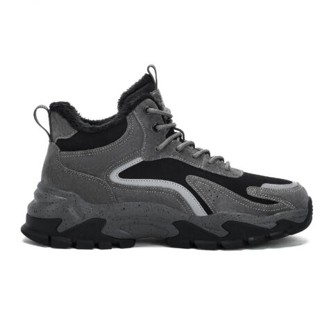 JEEP SPIRIT Fashion Abrasion Resistant High top Outdoor Shoes Men’s Climbing Gray