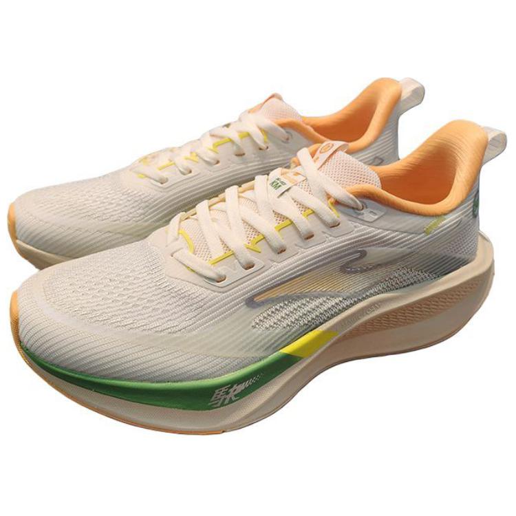 Erke Cushioning Lightweight Low top Sprint Running Shoes Women’s Microcrystal White With Emerald Green Undertones