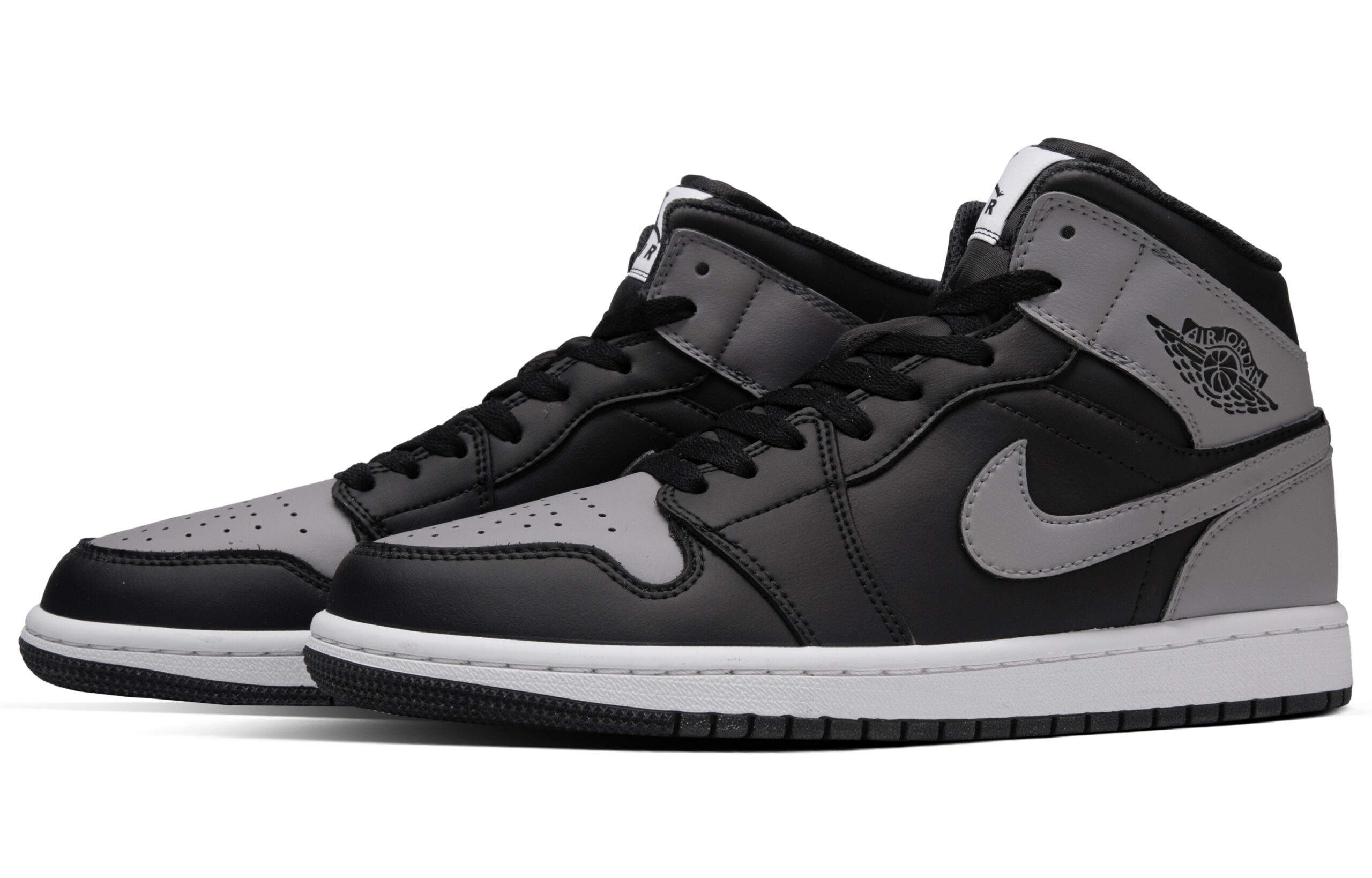Jordan Air Jordan 1 Solitude Gray Abrasion Resistant Mid top Vintage Basketball Shoes Unisex Black Gray