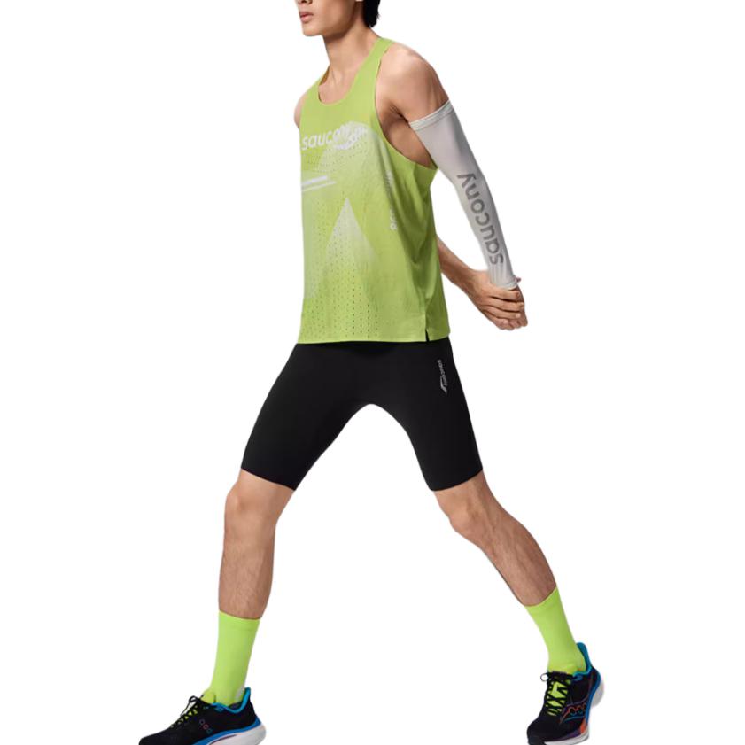 Saucony Running Tank Top Unisex Geometric Yellow Green Combo