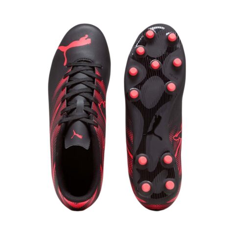 PUMA Attacanto AG Artificial Ground FG Firm Ground Abrasion Resistant Soccer Shoes Men’s Black Red