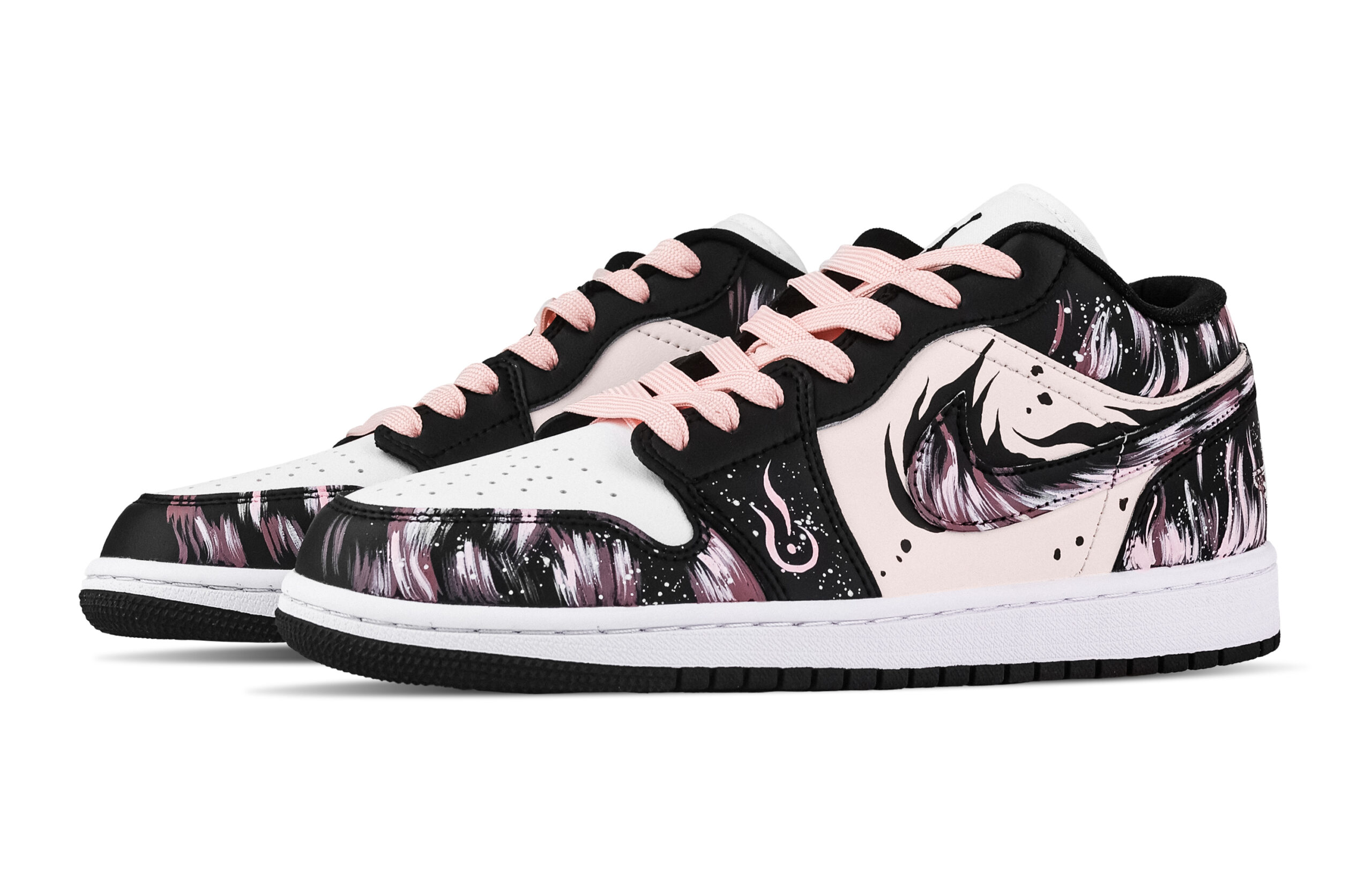 Jordan Air Jordan 1 Fiery Heart, Heart Box Low top Vintage Basketball Shoes Unisex Black White Pink