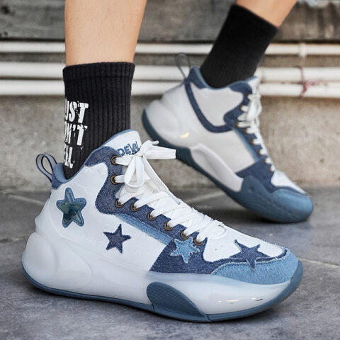 DEVIL AND ANGEL Slip Resistant Abrasion Resistant Low top Vintage Basketball Shoes Unisex Blue Rose