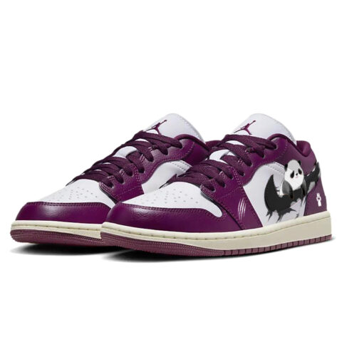 Jordan Air Jordan 1 Panda Paw, Lying Panda Cushioning Slip Resistant Low top Vintage Basketball Shoes Women’s Fuchsia