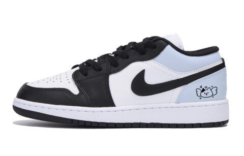 Jordan Air Jordan 1 Puppy Fragment Slip Resistant Abrasion Resistant Low top Vintage Basketball Shoes Men’s Black Blue