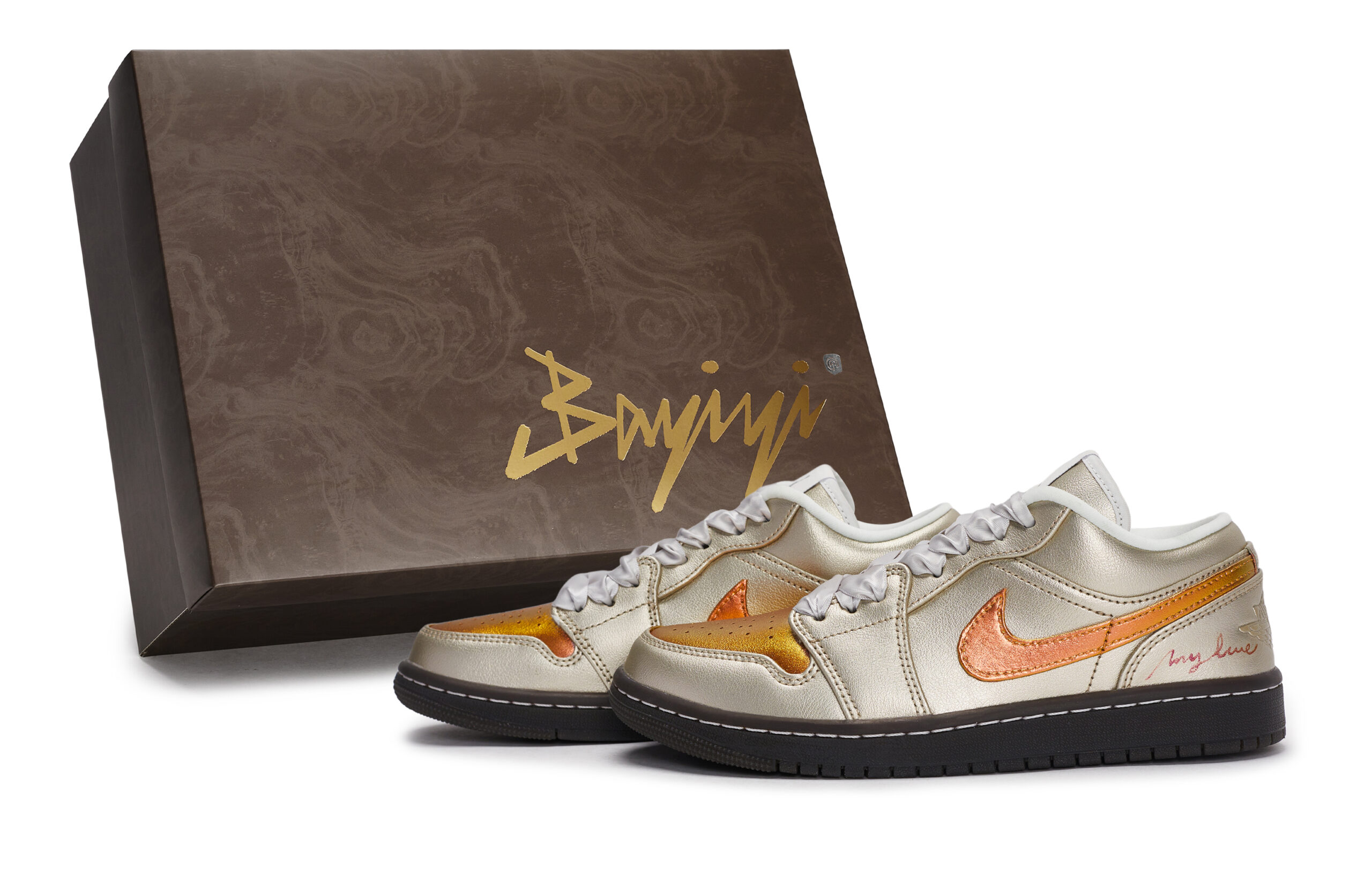 Jordan Air Jordan 1 811 Manufacturing, Afterglow Phantom, Special Shoe Box Slip Resistant Abrasion Resistant Low top