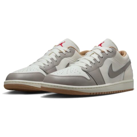 Jordan Air Jordan 1 Slip Resistant Abrasion Resistant Low top Vintage Basketball Shoes Men’s Beige Gray