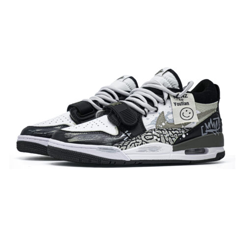 Jordan Legacy 312 Street Graffiti Cushioning, Wear Resistant Low top Vintage Basketball Shoes Unisex Black
