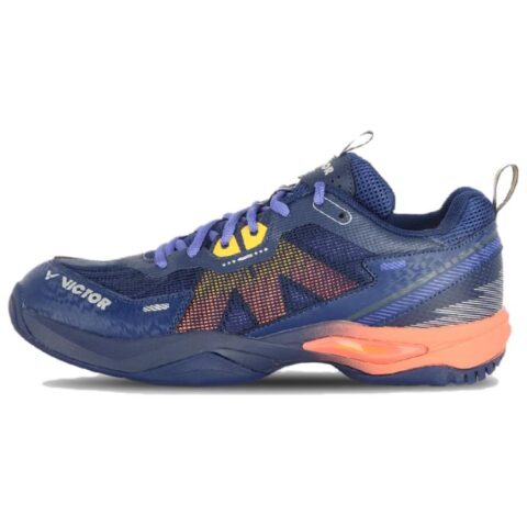 VICTOR Slip Resistant Abrasion Resistant Low top Badminton Shoes Unisex Blue Orange