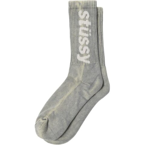 Stussy Washed Helvetica Crew Sock Grey