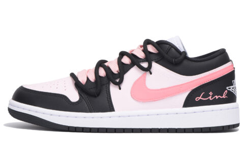 Jordan Air Jordan 1 Slip Resistant Coverage Low top Vintage Basketball Shoes Women’s Black Pink