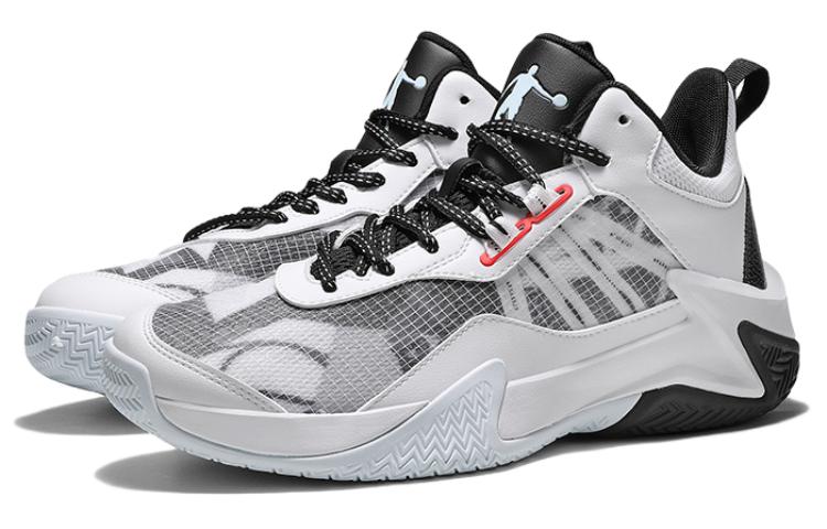 QIAODAN Cushioning Slip Resistant High top Basketball Shoes Men’s White Gray