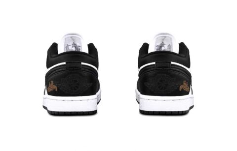 Jordan Air Jordan 1 Black AJ Leather Cushioning, Wear Resistant Low top Vintage Basketball Shoes Unisex Black, White
