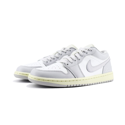 Jordan Air Jordan 1 Slip Resistant Abrasion Resistant Low top Vintage Basketball Shoes Unisex White Gray