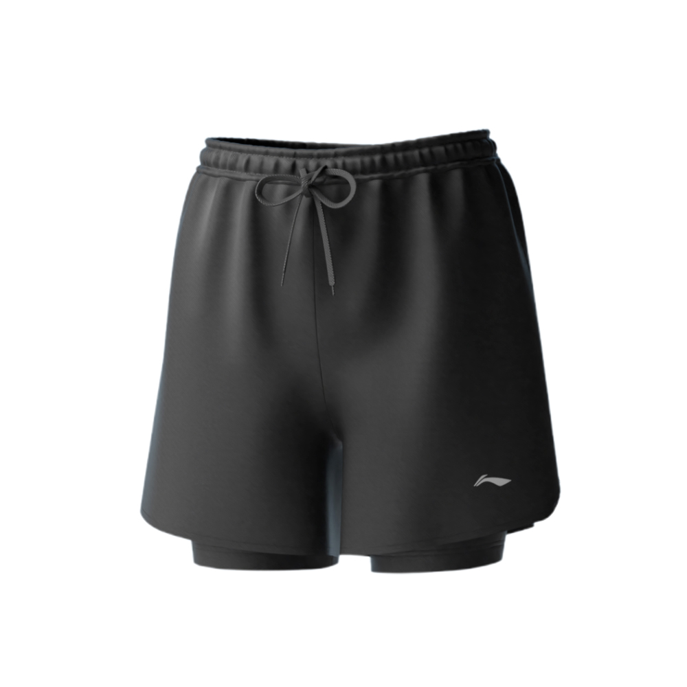 Li Ning Swimming Shorts Men’s Black[Double Layer Design, Amphibious Use] Moderate Mid Length Swim Shorts