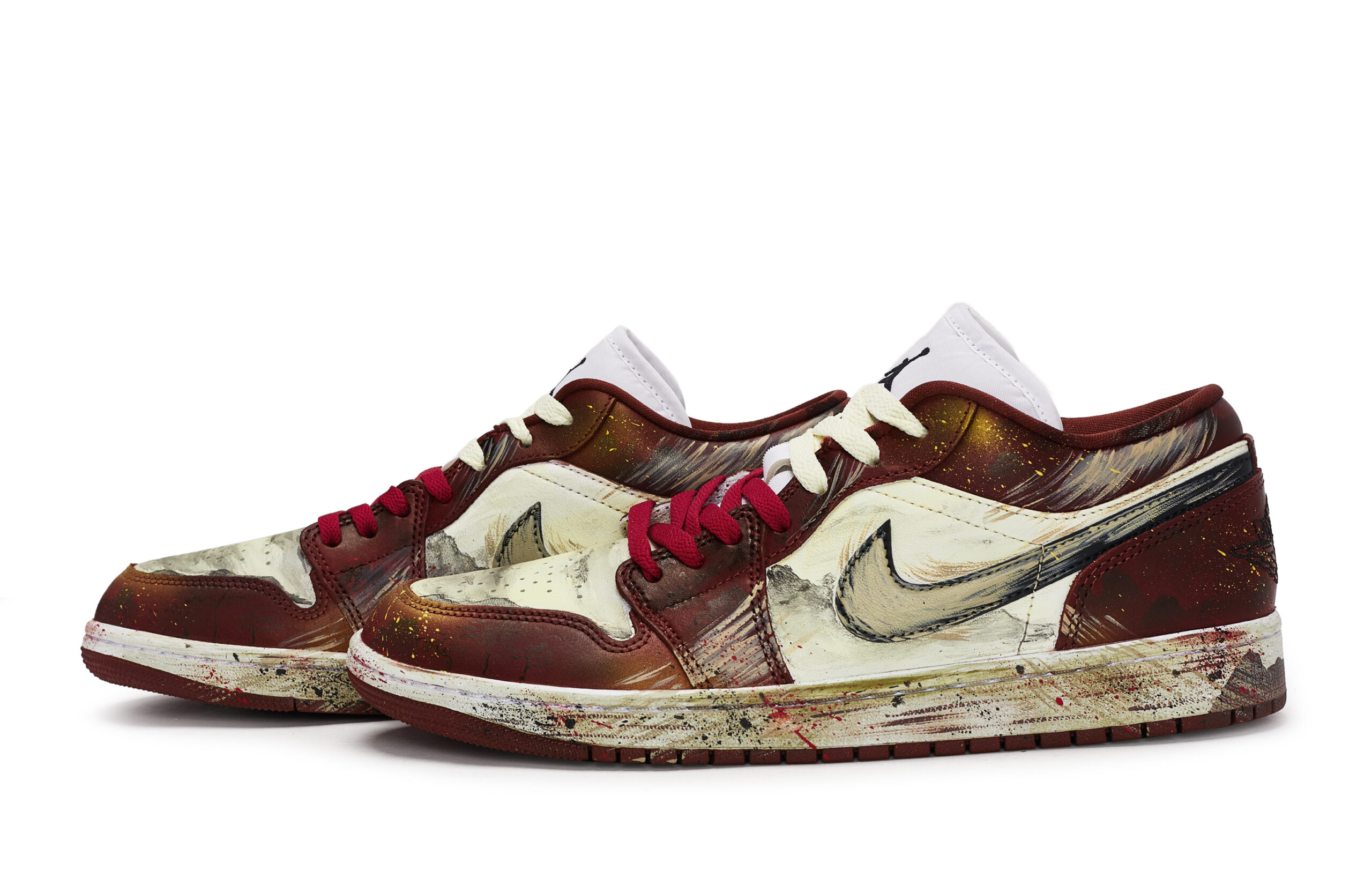 Jordan Air Jordan 1 Vintage Basketball Shoes Unisex Low Top Beige/Red/Brown