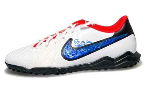 Nike Tiempo Legend 10 TF Turf Artificial Turf Slip Resistant Abrasion Resistant Soccer Shoes Men’s White Blue Red
