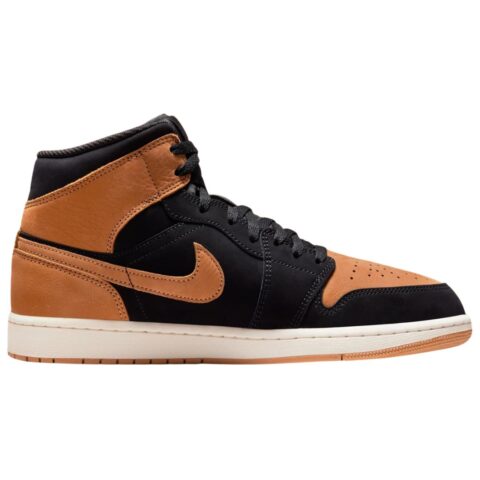 Jordan Air Jordan 1 Abrasion Resistant Abrasion Resistant Mid top Vintage Basketball Shoes Unisex Black Brown