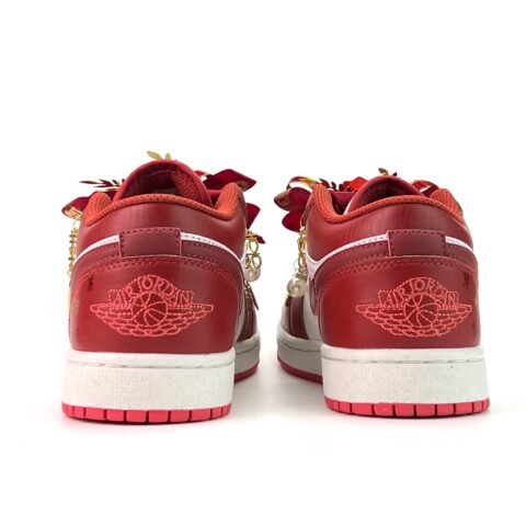 Jordan Air Jordan 1 Red Rhythm Blessing Slip Resistant Abrasion Resistant Low top Vintage Basketball Shoes Unisex Red