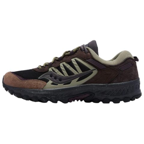 Saucony GRID PEAK Lightweight Running Shoes Unisex Black Green Umber