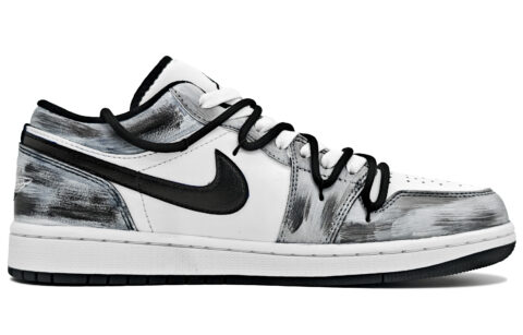 Jordan Air Jordan 1 Cushioning, Wear Resistant Low top Vintage Basketball Shoes Unisex Black White Gray