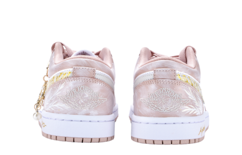 Jordan Air Jordan 1 Cushioning Slip Resistant Abrasion Resistant Low top Vintage Basketball Shoes Unisex Pink Gold