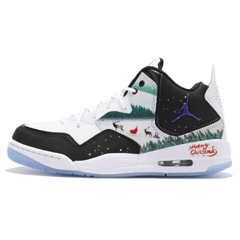 Jordan Courtside 23 Frozen Christmas Sleds Cushioned Slip Resistant Mid Top Vintage Basketball Shoes Unisex Black White