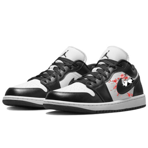Jordan Air Jordan 1 Abrasion Resistant Slip Resistant Low top Vintage Basketball Shoes Women’s Black White