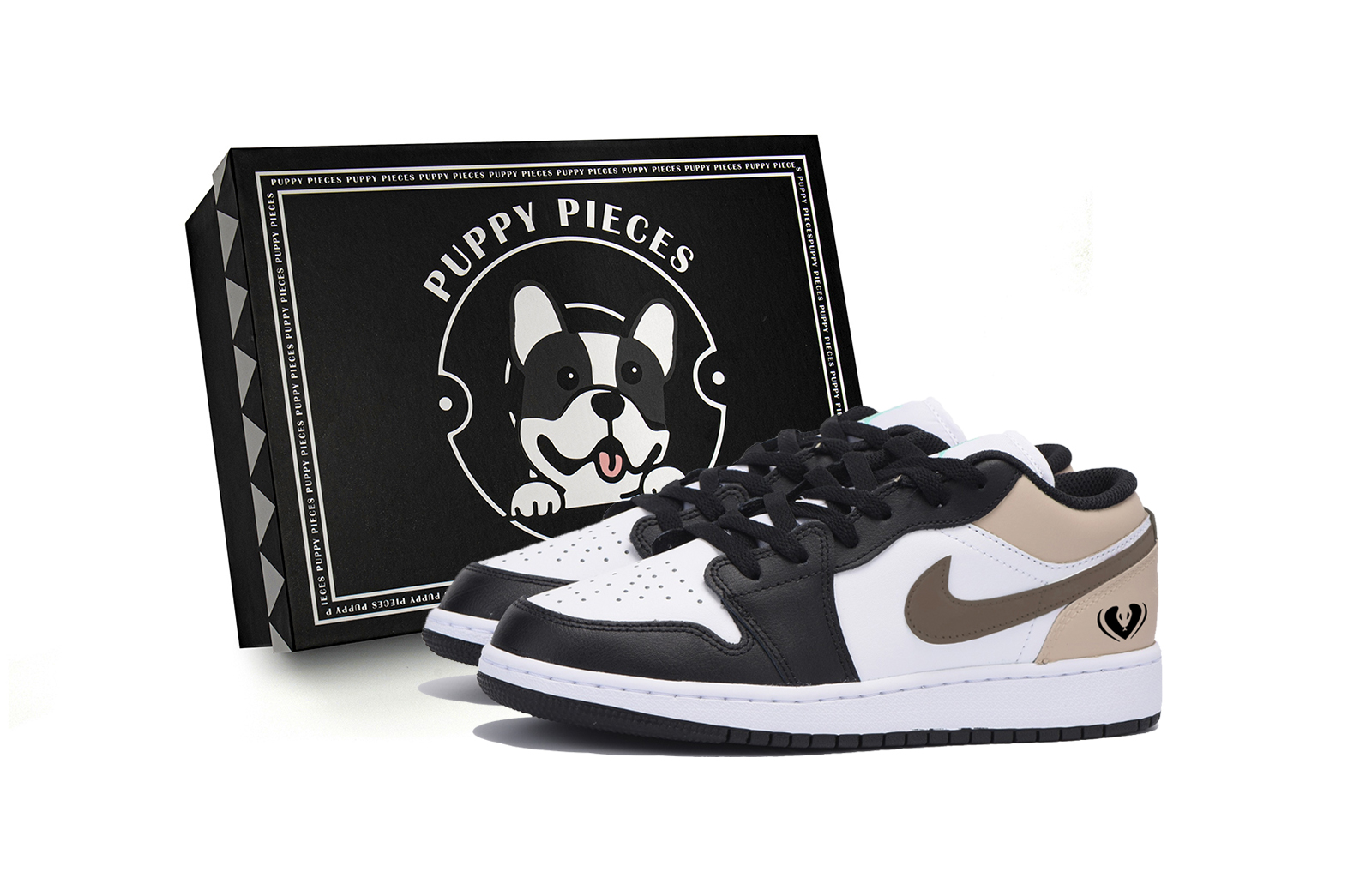 Jordan Air Jordan 1 Puppy Fragment, Special Shoe Box, Year Of The Snake Low top Vintage Basketball Shoes Men’s Black