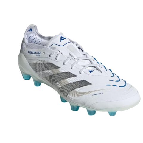 Adidas PREDATOR ELITE Soccer Shoes Unisex Low Top Cloud White/Metallic Silver/Bright Royal Blue