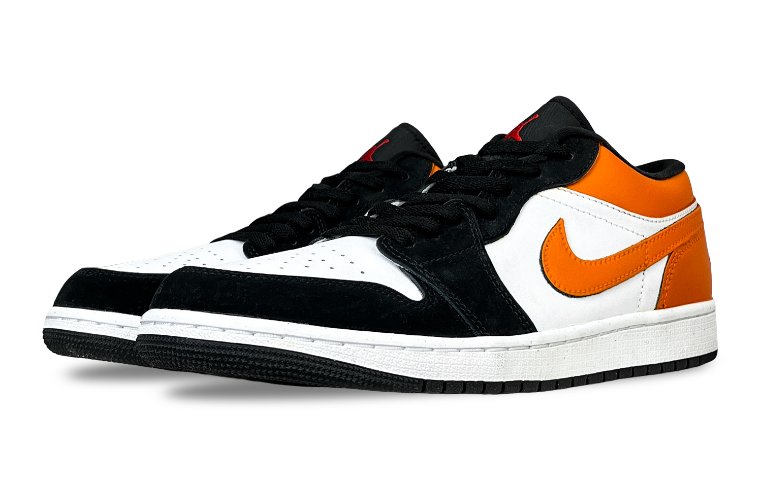 Jordan Air Jordan 1 Shattered Cushioning Abrasion Resistant Low top Vintage Basketball Shoes Unisex Black Orange