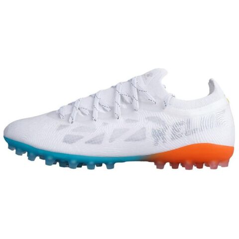 TLSS. x KELME MG Multi Ground Artificial Turf Slip Resistant Abrasion Resistant Soccer Shoes Men’s White Blue Orange