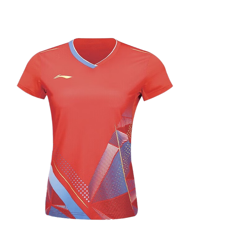 Li Ning Badminton Jerseys Unisex Red V Neck Moderate