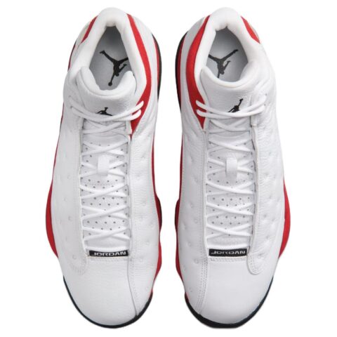 Jordan Air Jordan 13 Slip Resistant Abrasion Resistant Mid top Vintage Basketball Shoes Unisex White Red