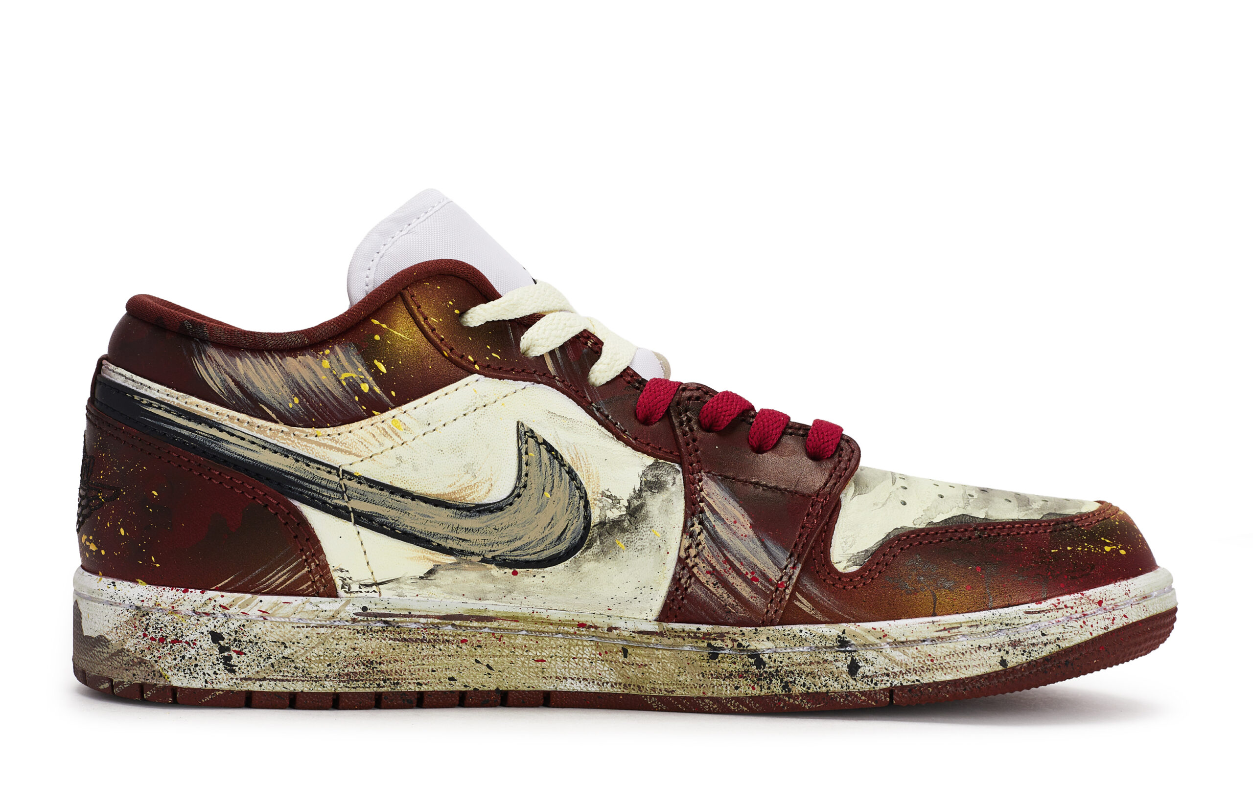 Jordan Air Jordan 1 Vintage Basketball Shoes Unisex Low Top Beige/Red/Brown