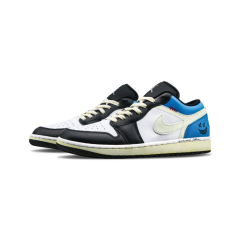 Jordan Air Jordan 1 Abrasion Resistant Low top Vintage Basketball Shoes Men’s White Blue