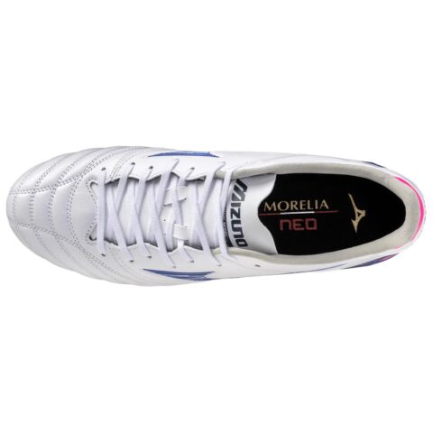 Mizuno Morelia Neo 4 Slip Resistant, Abrasion Resistant, Breathable Soccer Shoes Unisex White Blue