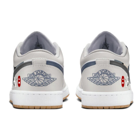 Jordan Air Jordan 1 Slip Resistant Abrasion Resistant Low top Vintage Basketball Shoes Unisex White
