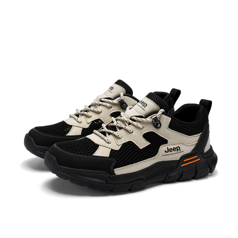 Jeep Cushioning Low top Hiking Shoes Unisex Black Sand