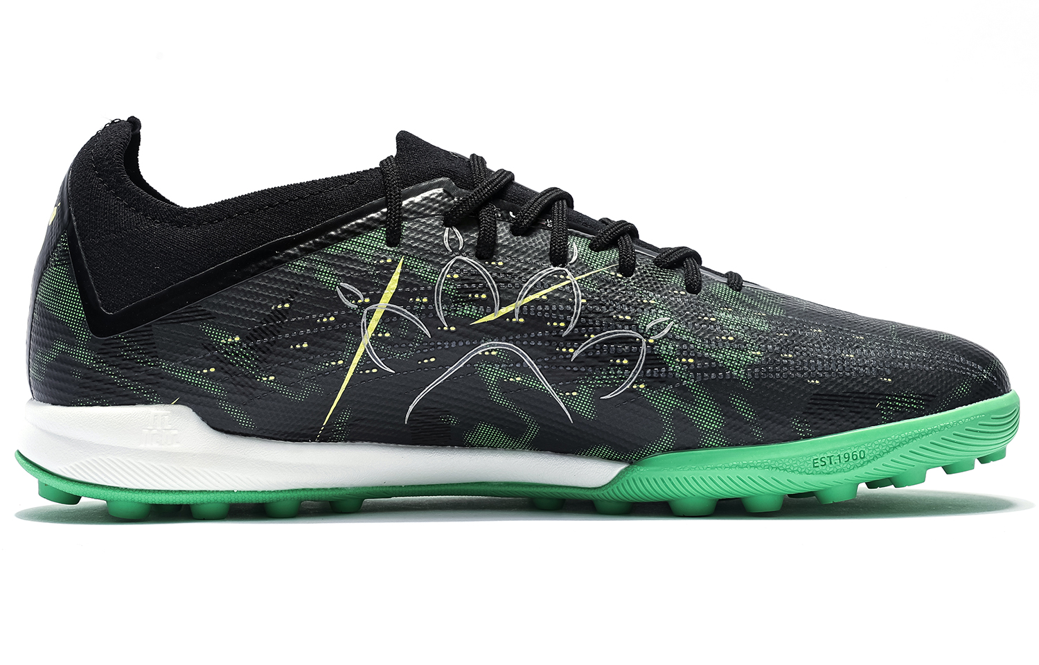 KELME Shadow 2.0 TF Turf Artificial Turf Cushioning, Wear Resistant Soccer Shoes Unisex Black Green