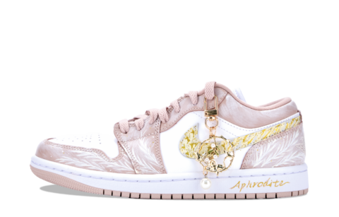 Jordan Air Jordan 1 Cushioning Slip Resistant Abrasion Resistant Low top Vintage Basketball Shoes Unisex Pink Gold