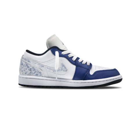 Jordan Air Jordan 1 ‘PalmWave’ Leather Slip Resistant Low top Basketball Shoes Women’s Blue White