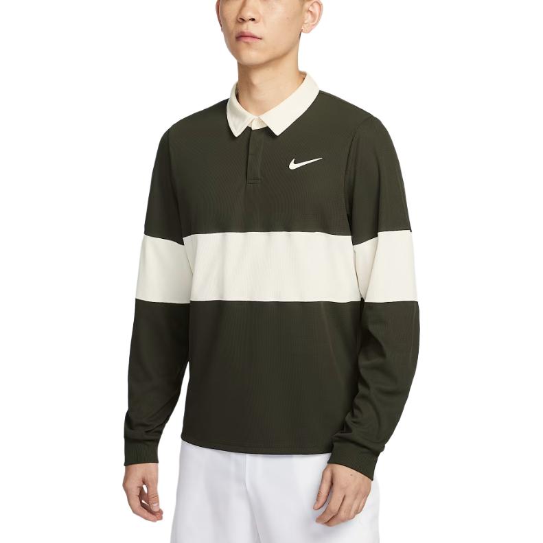 Nike Dri FIT ADVCourt Slam SS25 Tennis Top Men’s Sequoia Green/Light Ivory White/White