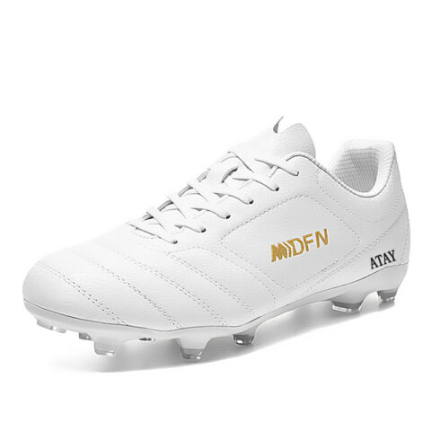 ATAY Slip Resistant Abrasion Resistant Slip Resistant Abrasion Resistant Soccer Shoes Unisex White