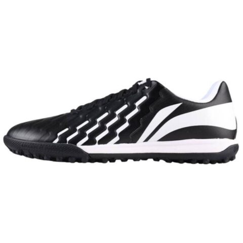 Li Ning Brocade TF Turf Artificial Turf Synthetic Leather Cushioning, Wear Resistant Soccer Shoes Men’s Black White