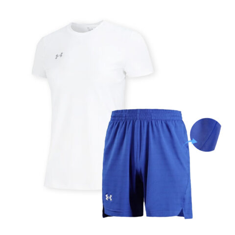 White Top+Blue Shorts