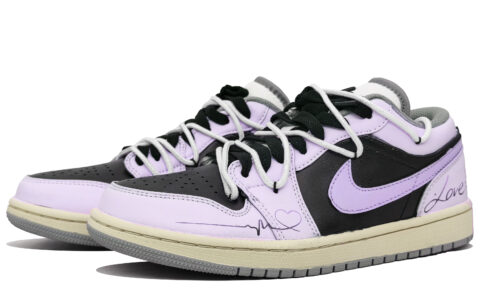 Jordan Air Jordan 1 Cushioning Low top Vintage Basketball Shoes Unisex Romantic Purple