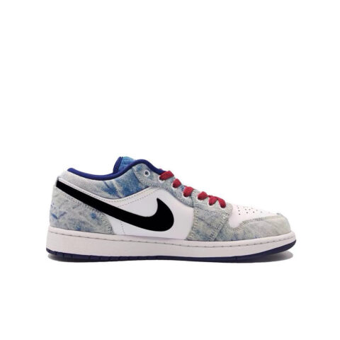 Jordan Air Jordan 1 Heart To Heart Abrasion Resistant Low top Vintage Basketball Shoes Men’s White Blue