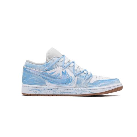Jordan Air Jordan 1 Colored Glaze Sea Abrasion Resistant Low top Vintage Basketball Shoes Unisex Ocean Blue