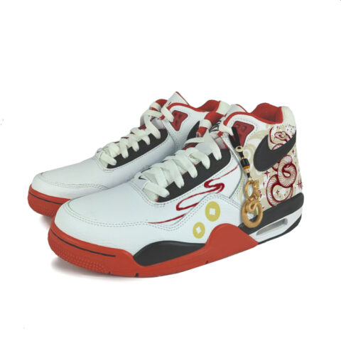Nike Flight Legacy Synthetic Leather Cushioning Mid top Vintage Basketball Shoes Unisex Red White